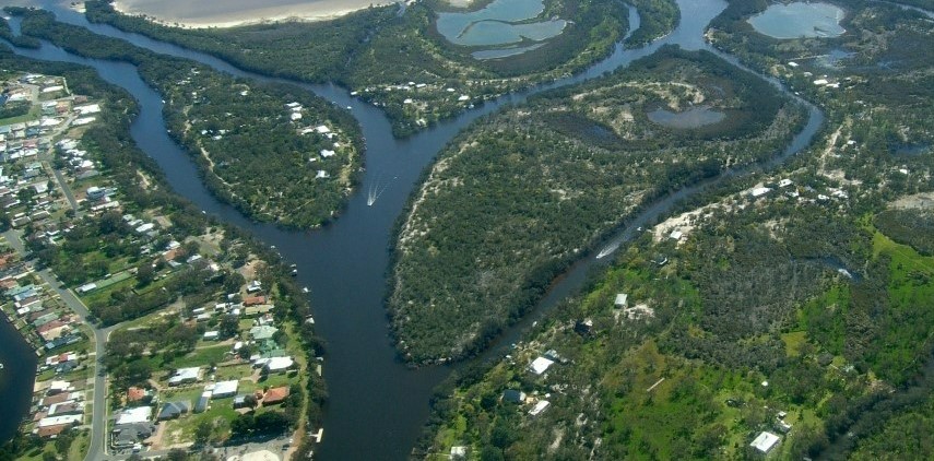 Aerial view of inland river