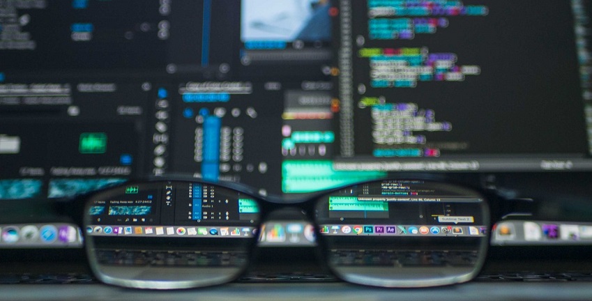 Glasses in front of computer screen