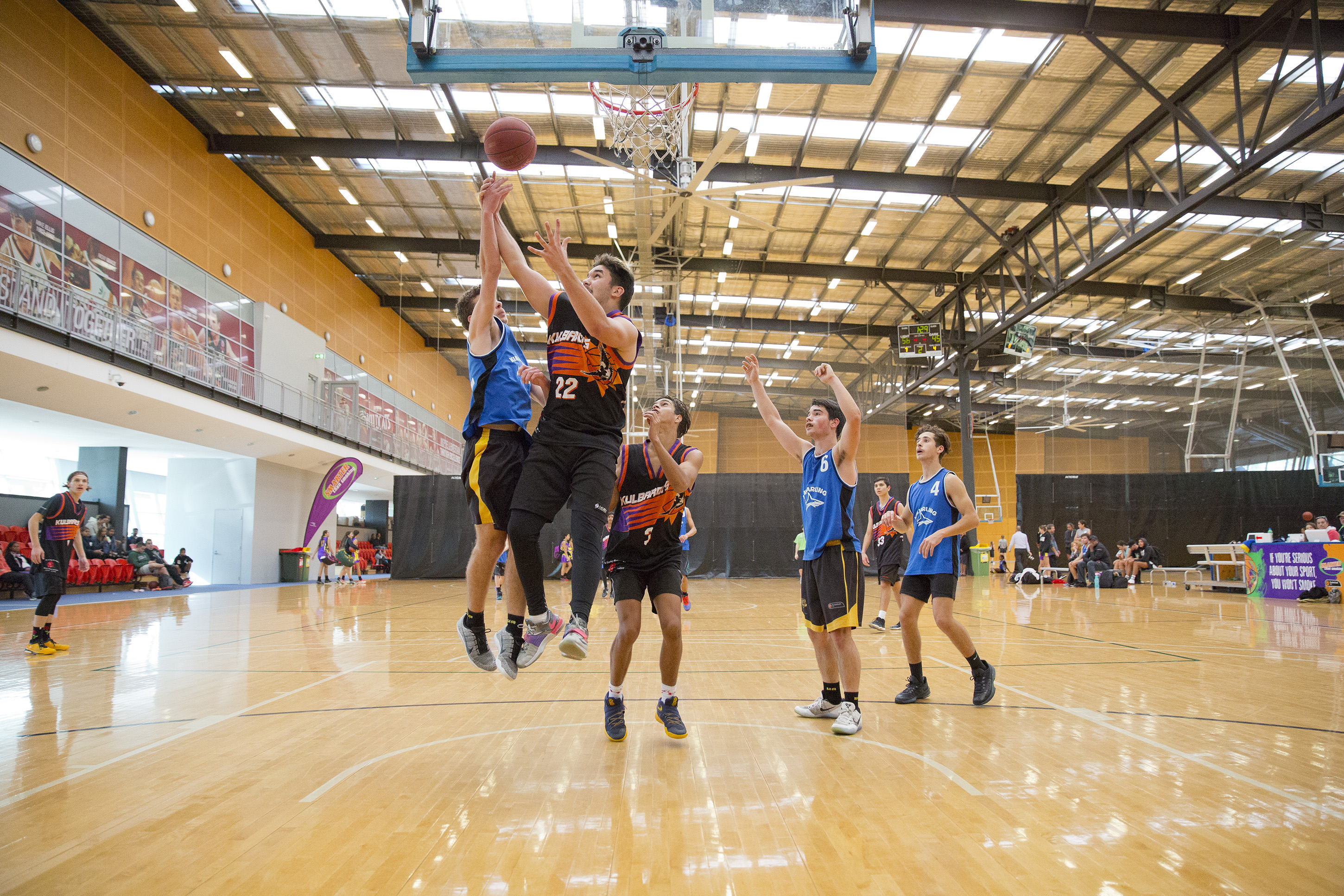 Boys playing basketball