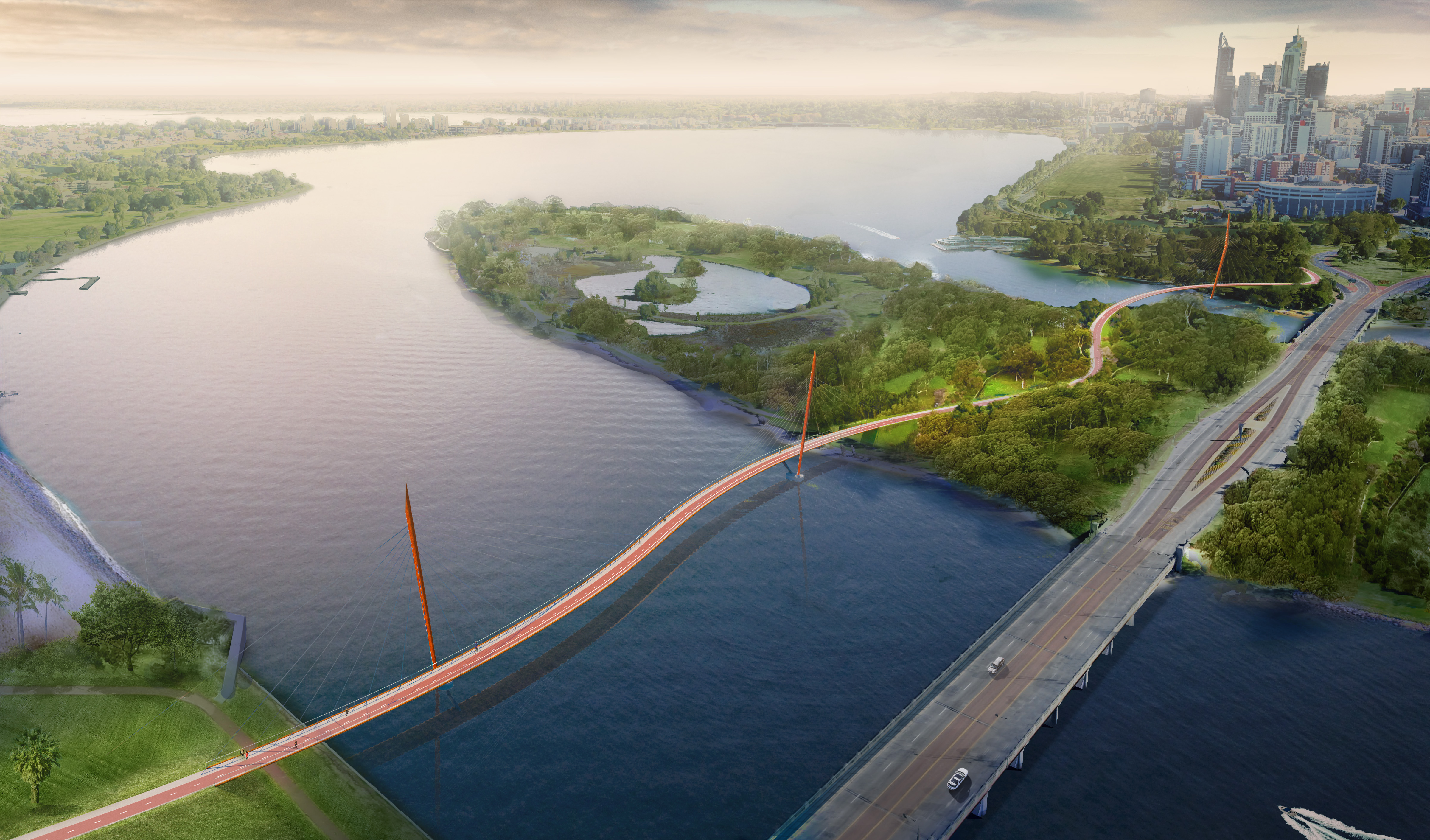 Artist impression of new bridge next to the Causeway