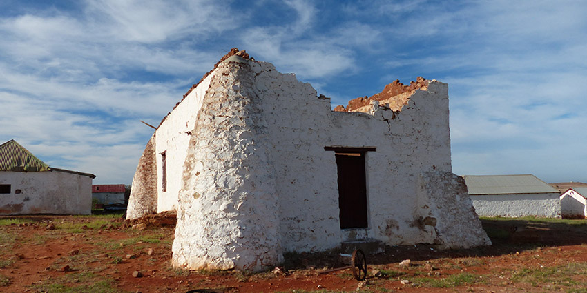 North facade - stone gable end collapsed