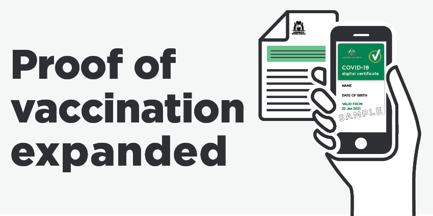 A graphic showing proof of vaccination has expanded