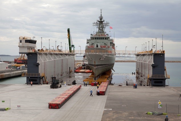 A ship being built