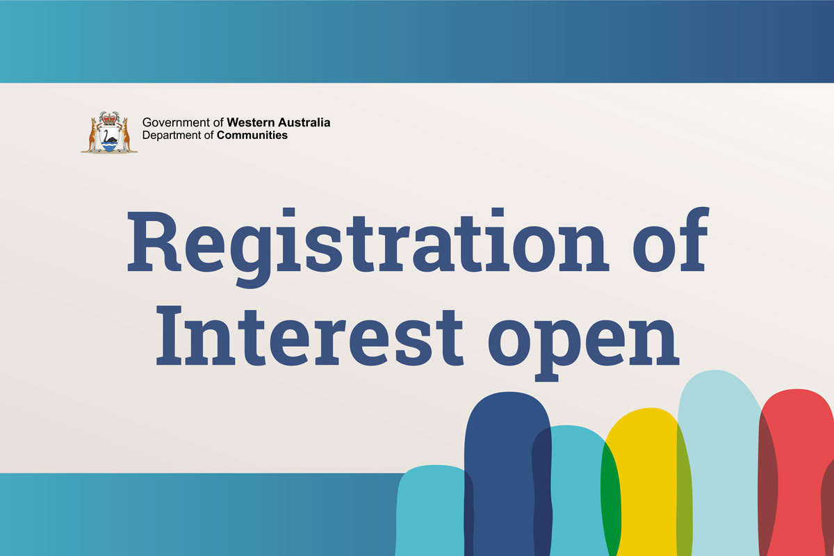 Image that has the Department of Communities logo and this text: Registration of Interest open