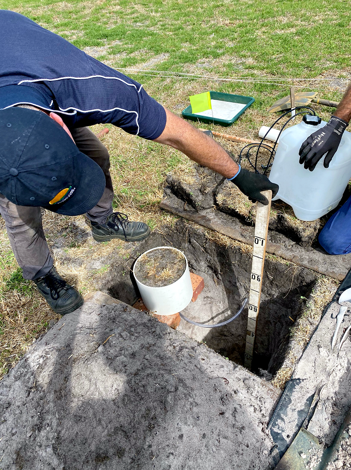 DPIRD staff measure soil depth 