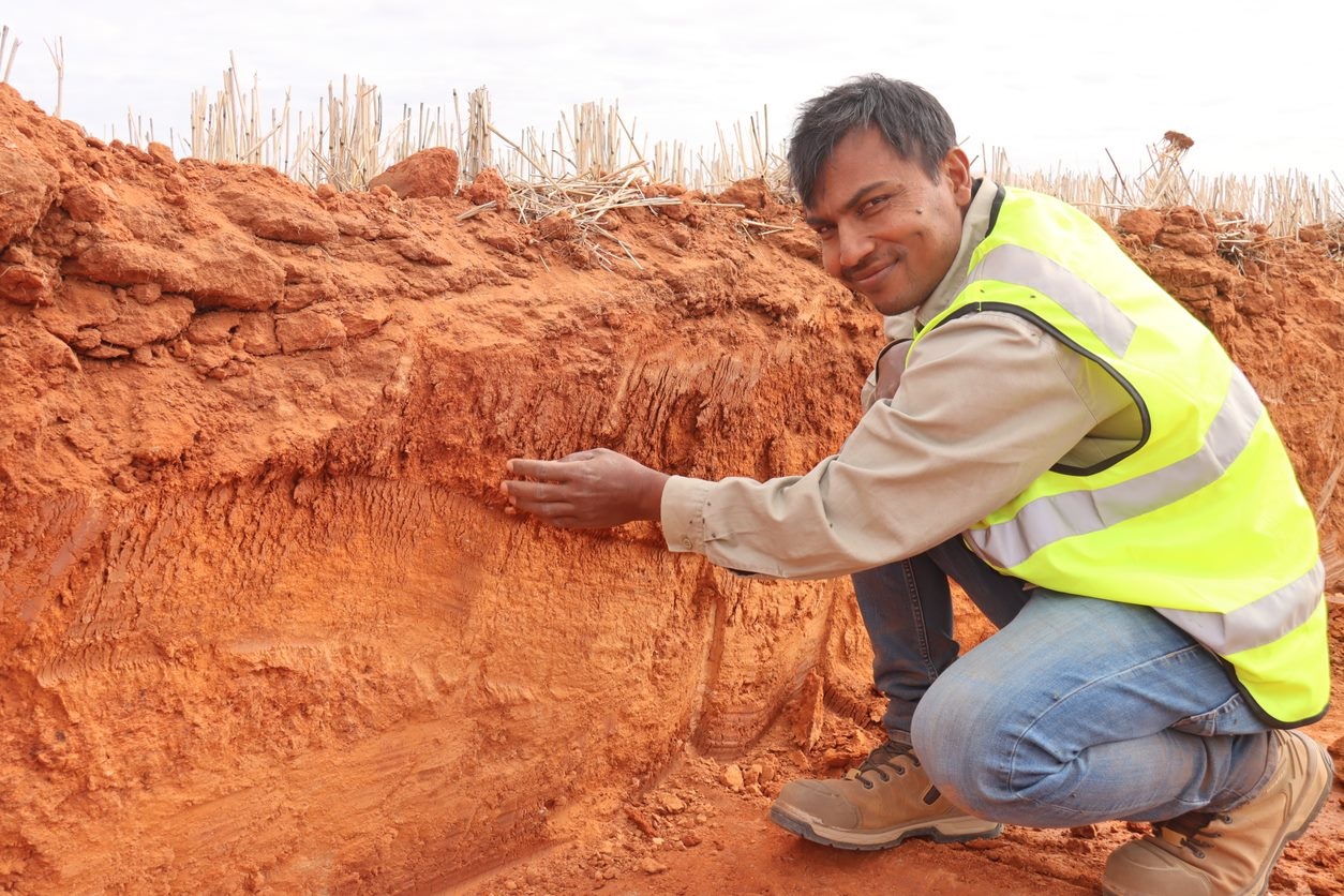 DPIRD scientist Gaus Azam in soil pit