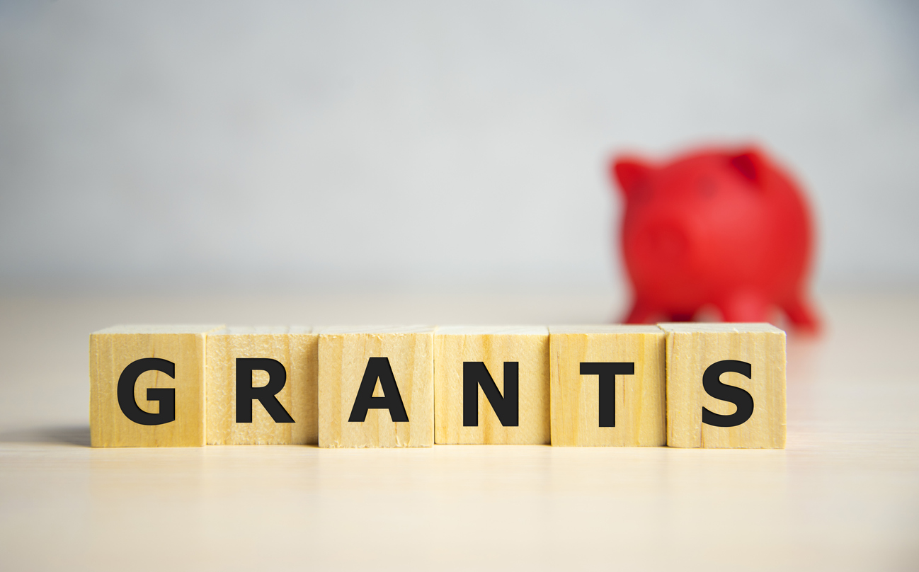 Wooden blocks spelling out the word 'grants'