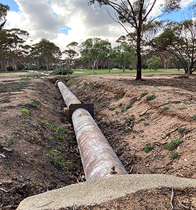 Photograph of Cunderdin Reservoir conduit across Cunderdin Golf Course.