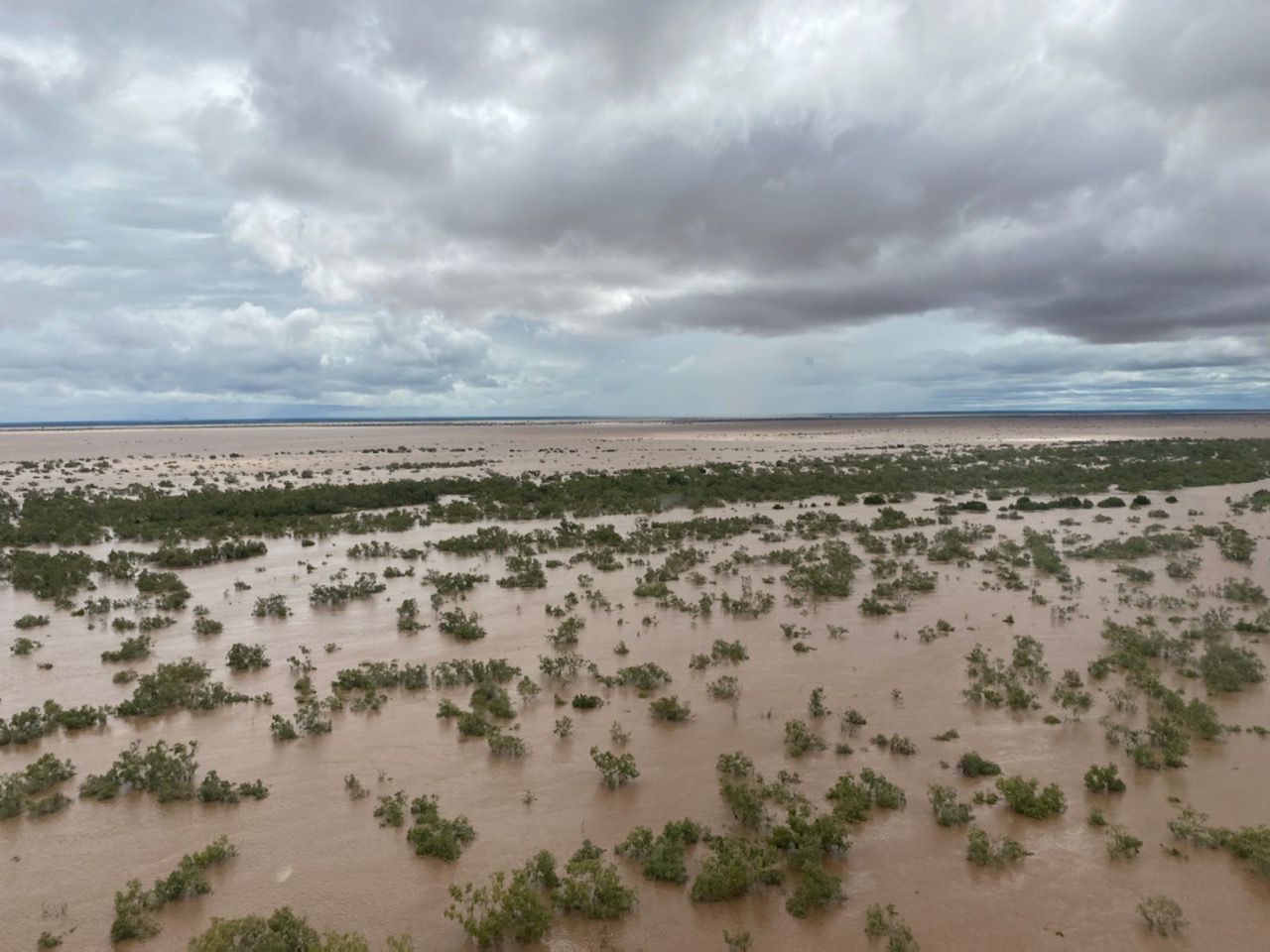 Landscape image of Fitzroy area submerged by flood waters