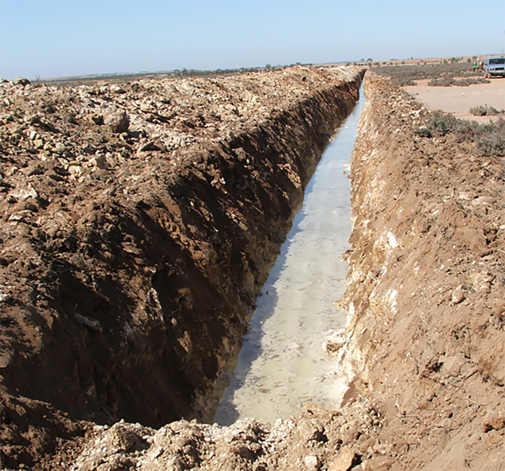 Drainage works, dug out trench