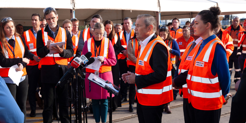 Gemco rail iron ore rail wagons announcement by Roger Cook