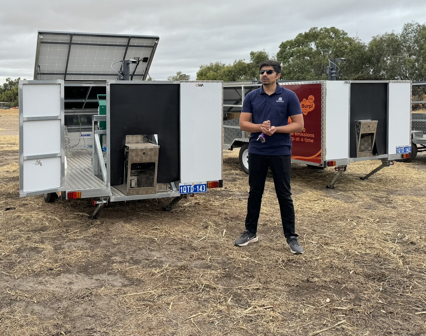 DPIRD staff member standing in front of trailer