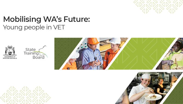 Mobilising WA's Future report cover with state log and construction workers featured on a green panel