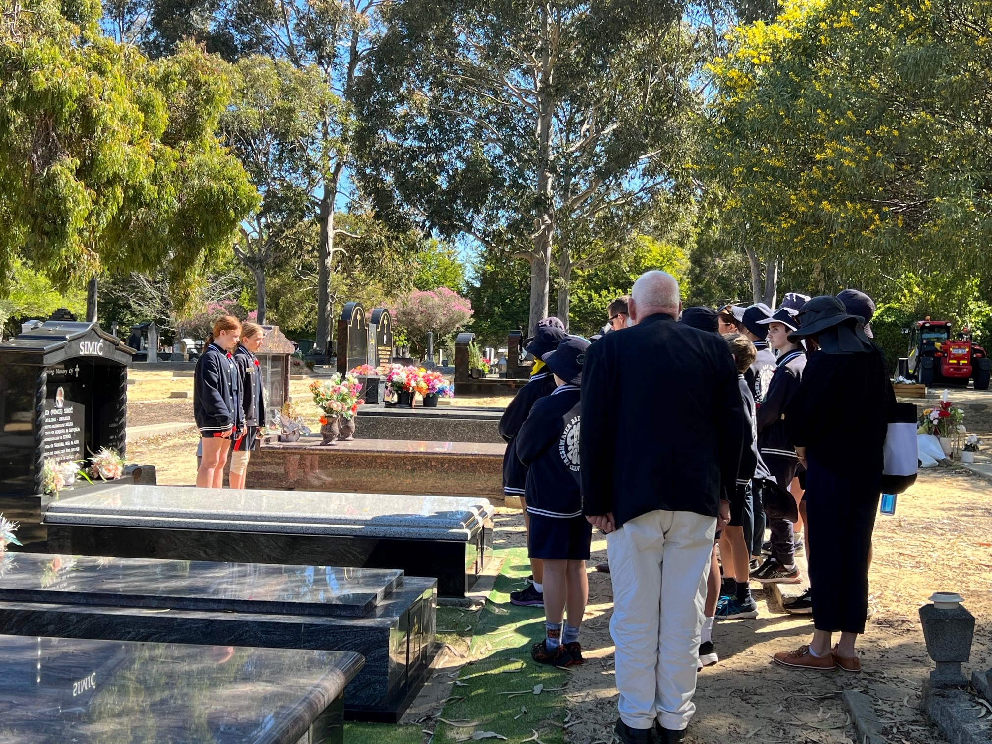 The Freshwater Bay students pay their respects to fallen soldiers at Karrakatta Cemetery