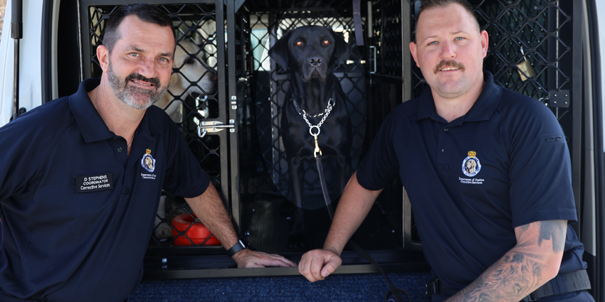 Drug Detection Unit Coordinator David Stephens and Drug Detection Officer Jared