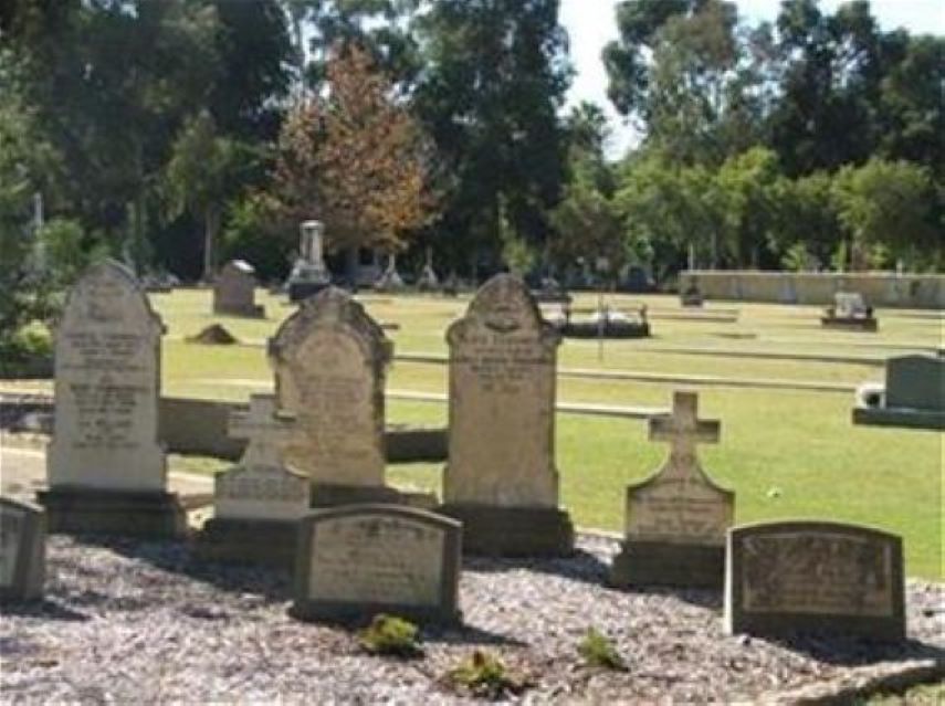 cemetery renewal section at Karrakatta Cemetery showing retained headstones and new area