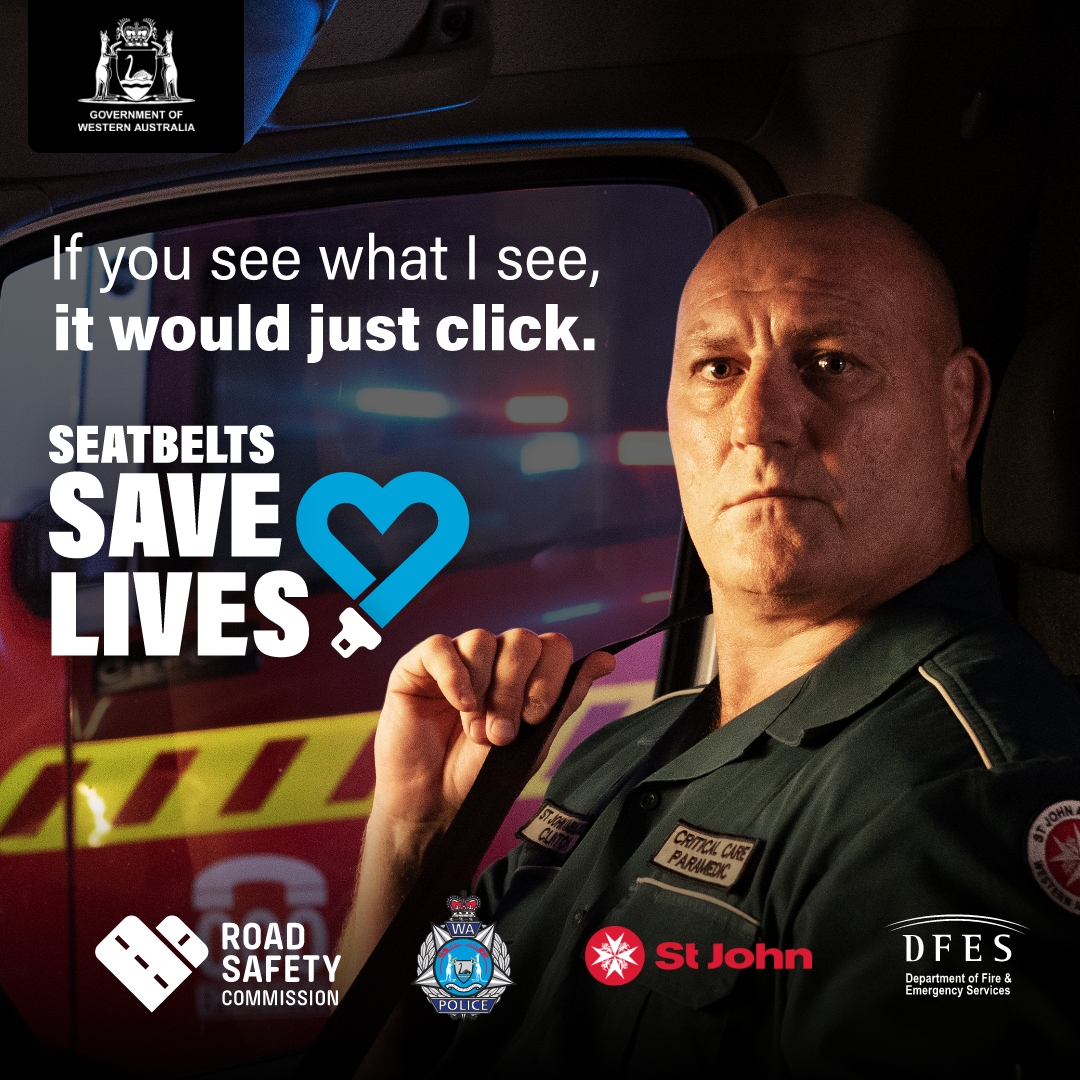 Seatbelts save lives social post with paramedic