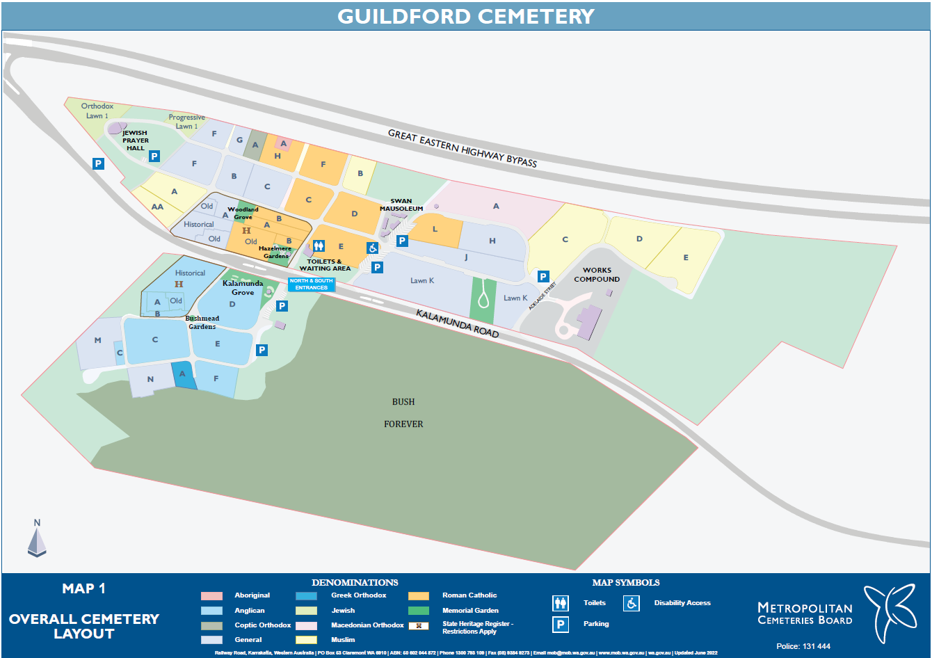 Guildford Cemetery overall site map