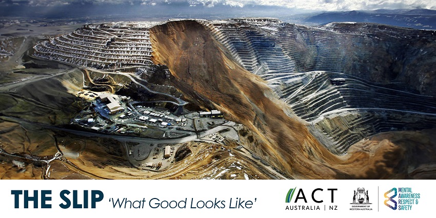 open cut mine showing landslide