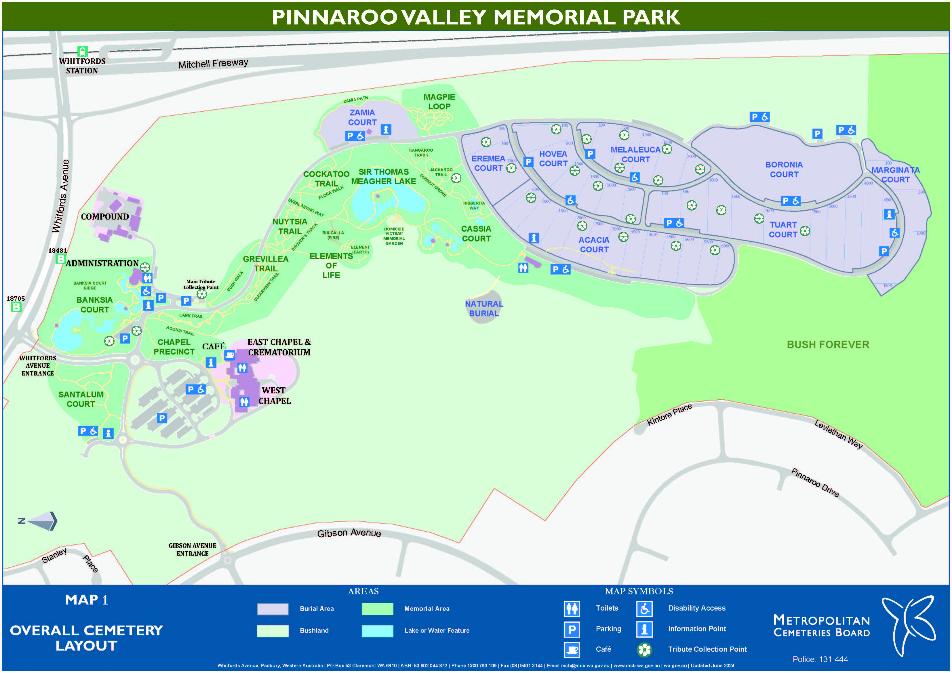 Pinnaroo Valley Memorial Park overall site map