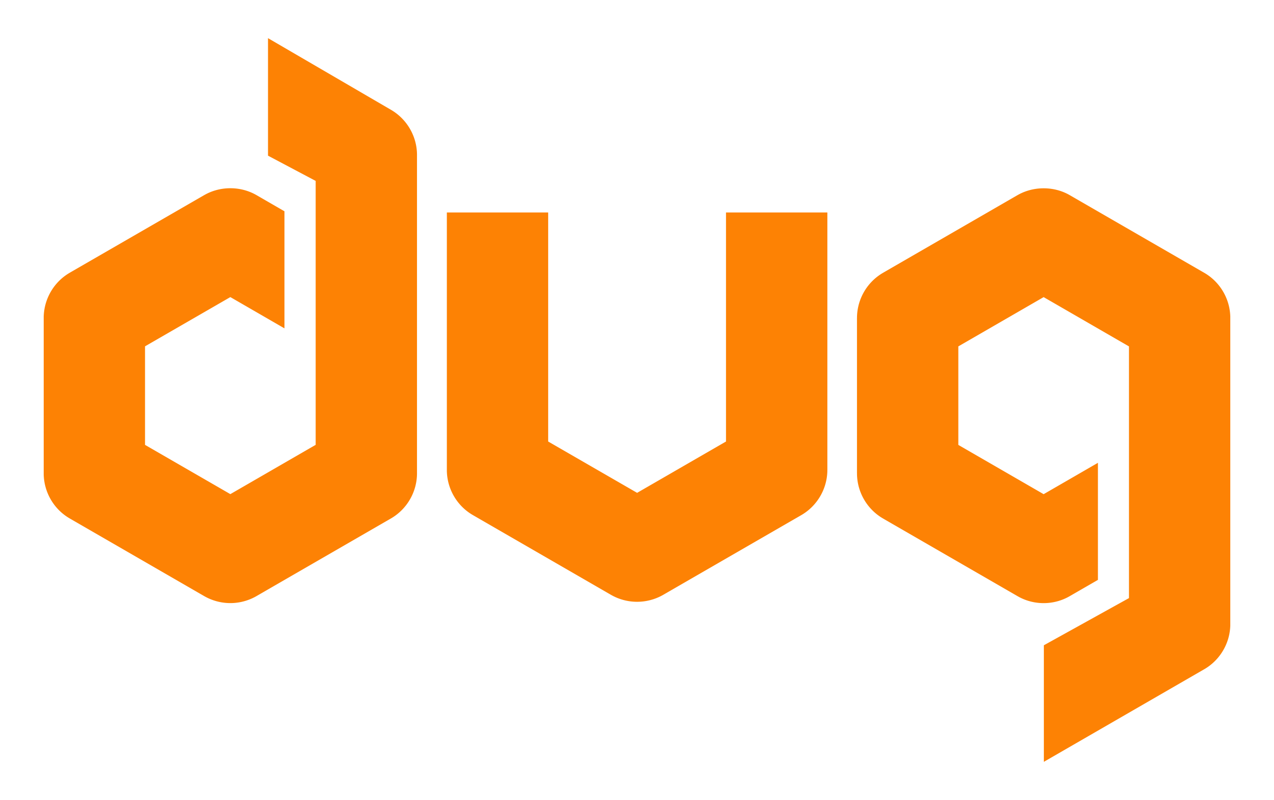 dug in orange hexagonal font