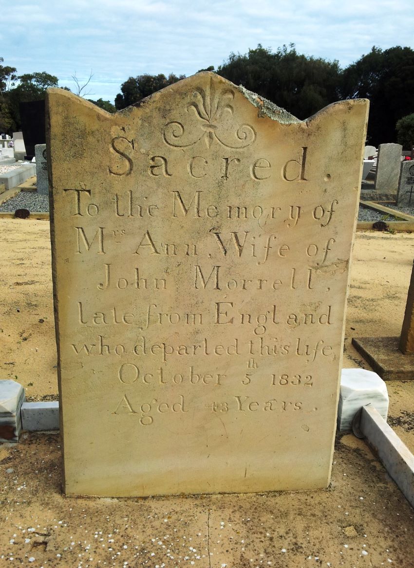 the headstone of Mary Ann Morrell