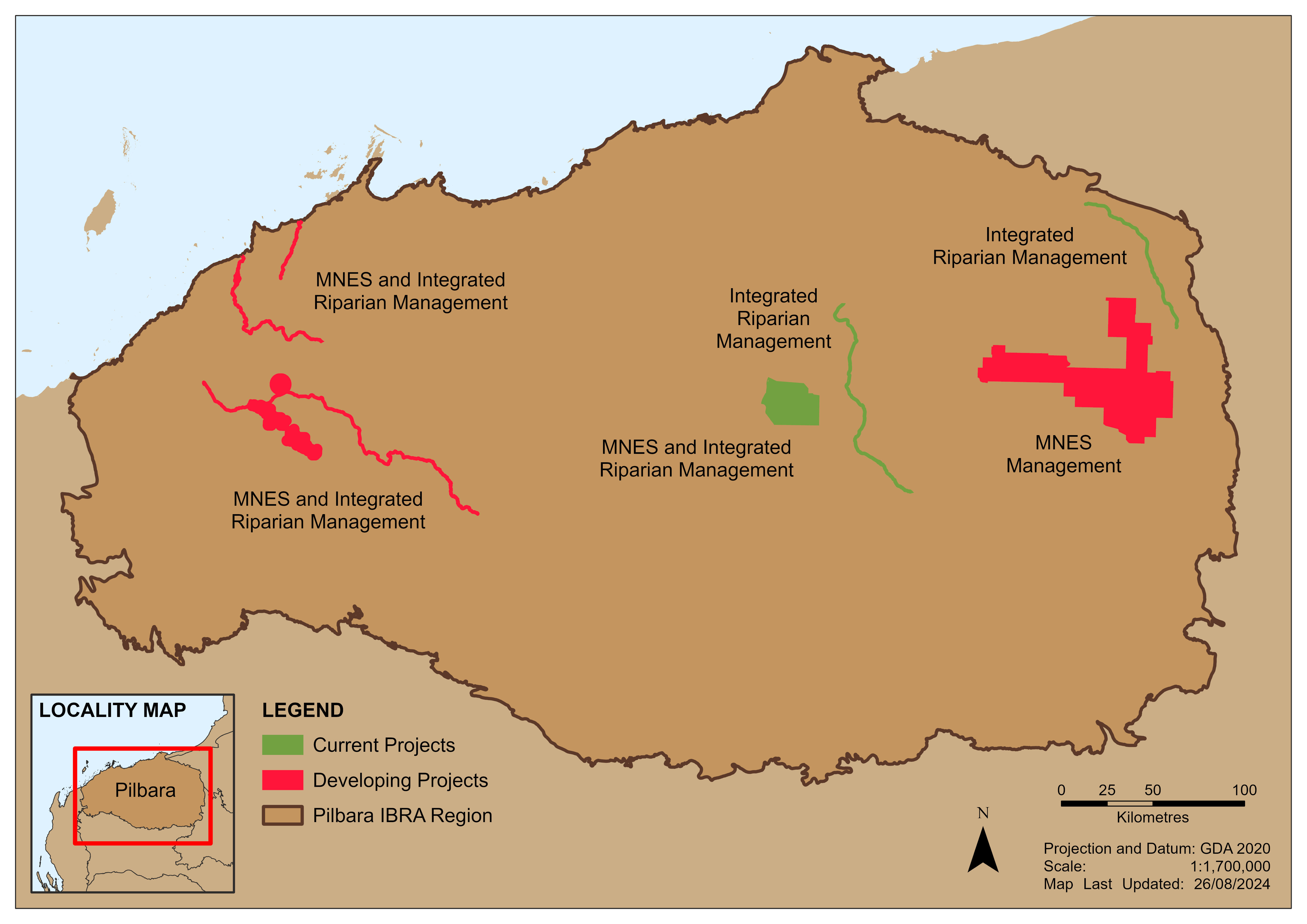 Map showing location of PEOF projects