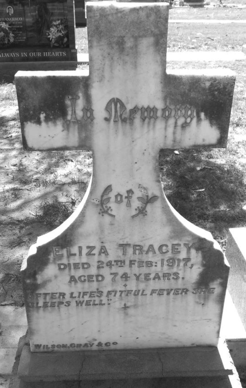 the headstone of Eliza Tracey