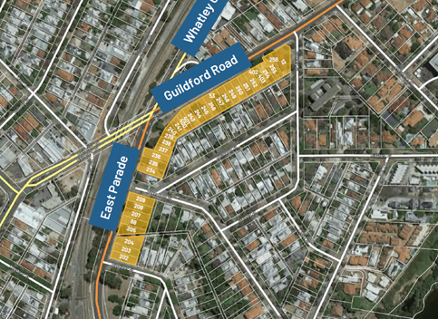 Map of the location of the East Parade Project