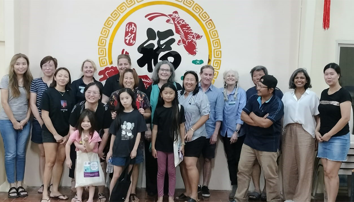 Greg with community members at the Poon Saan Club, Christmas Island