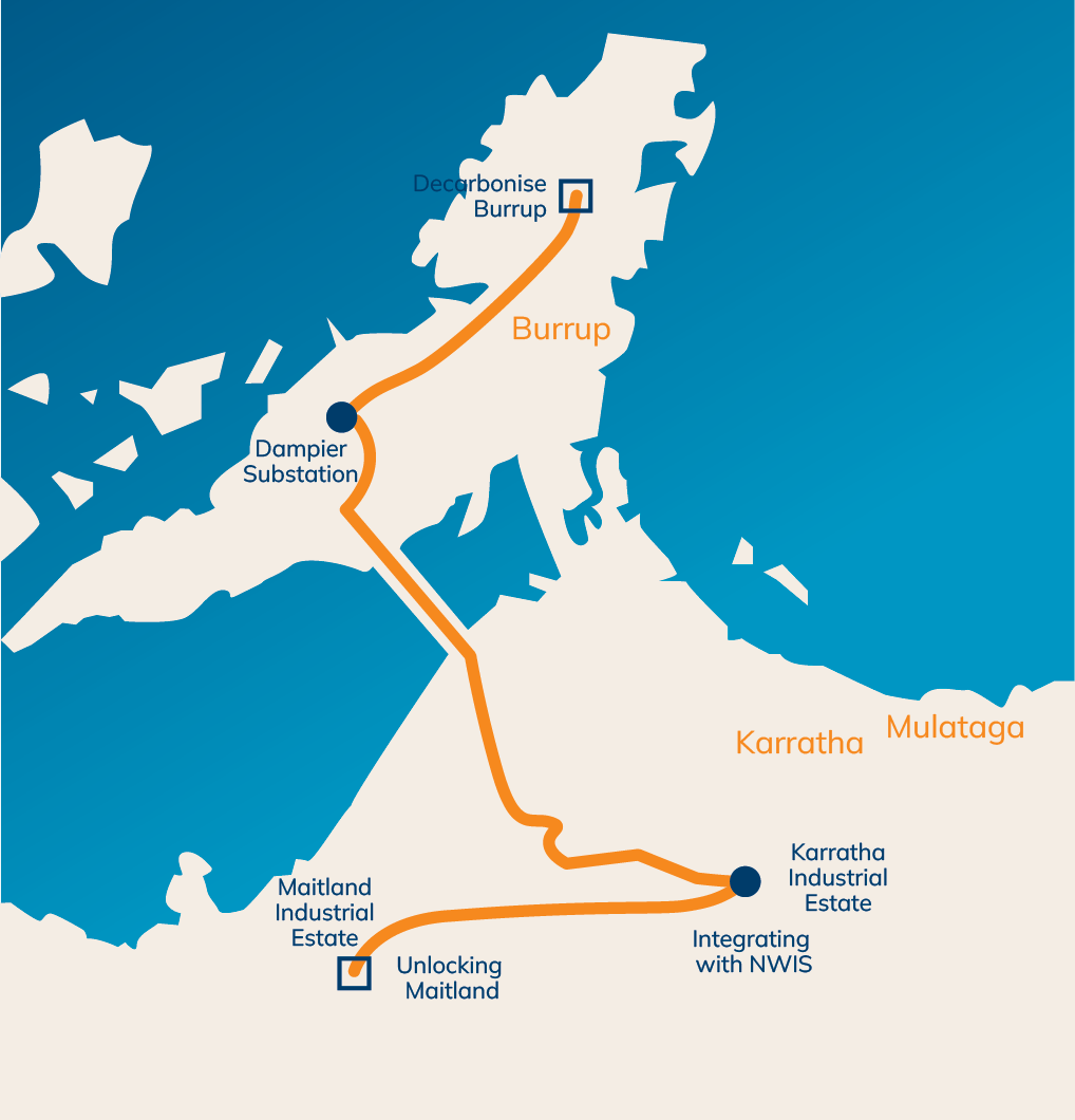 A map depicting the Burrup Corridor