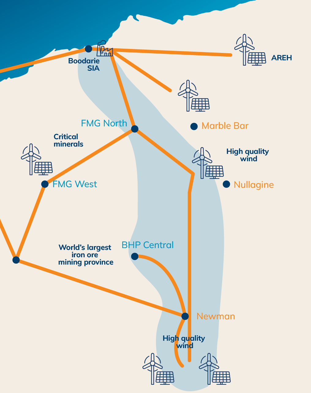 A map depicting the Hamersley Range Corridor 