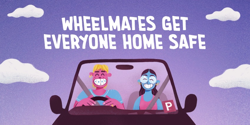 Text: 'Wheelmates get everyone home safe'