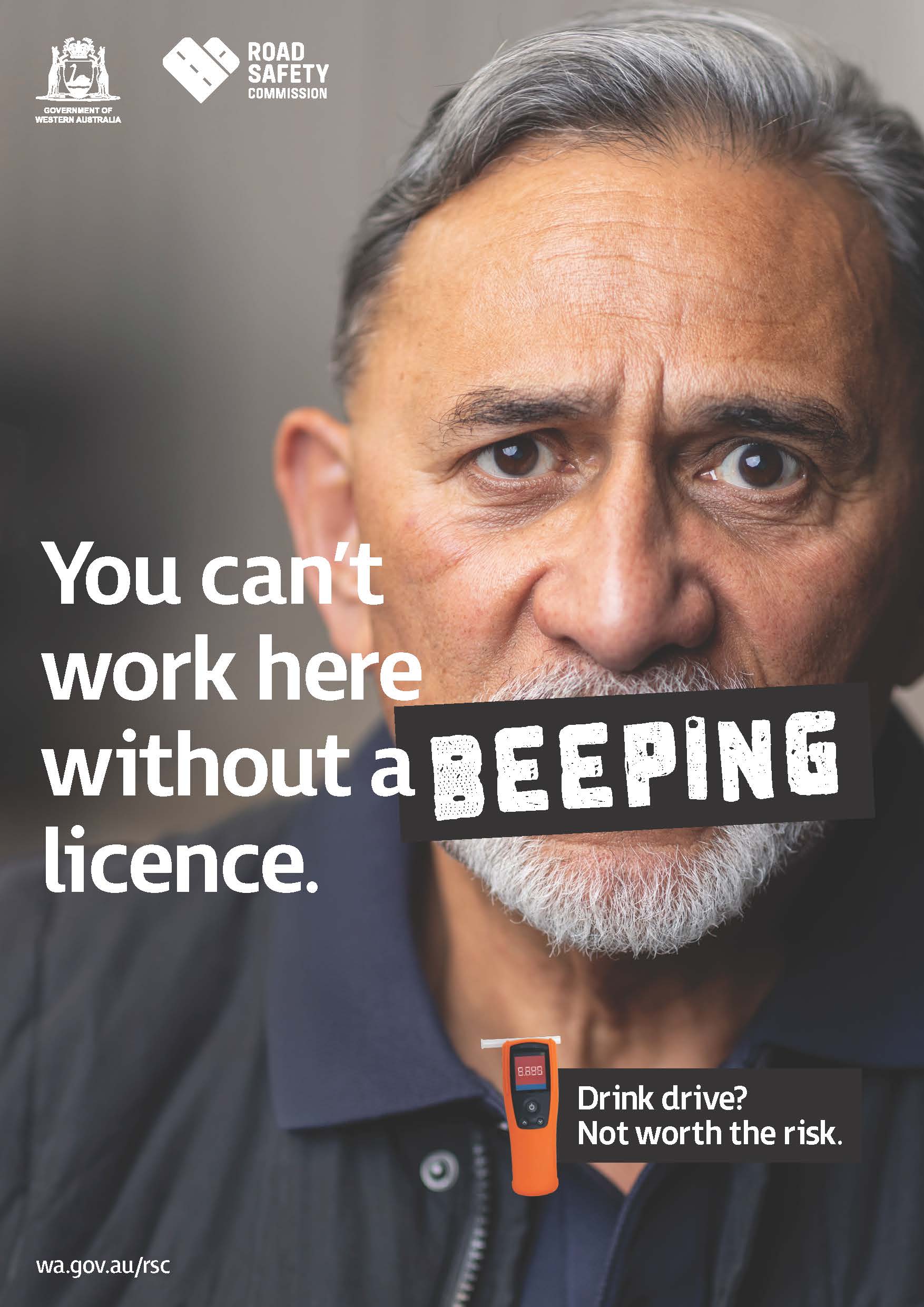 close up of a man's face with text 'you can't work here without a beeping licence'