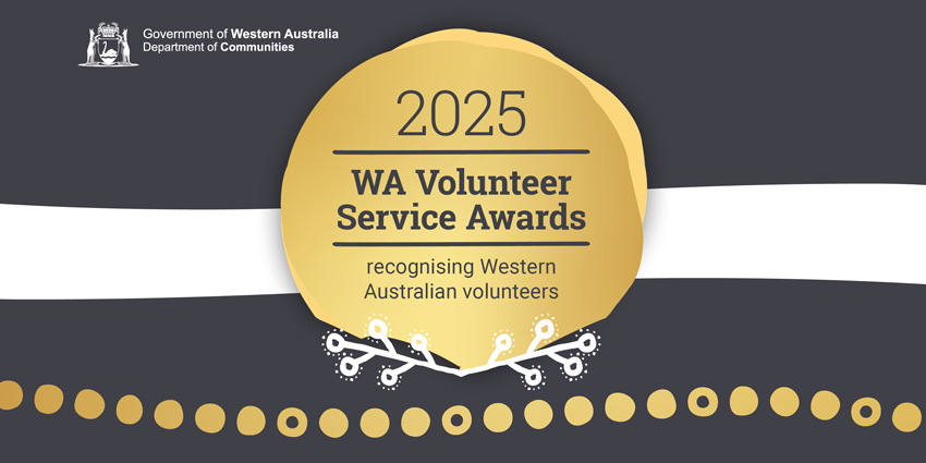 Graphical banner with the words 2025 WA Volunteer Service Awards