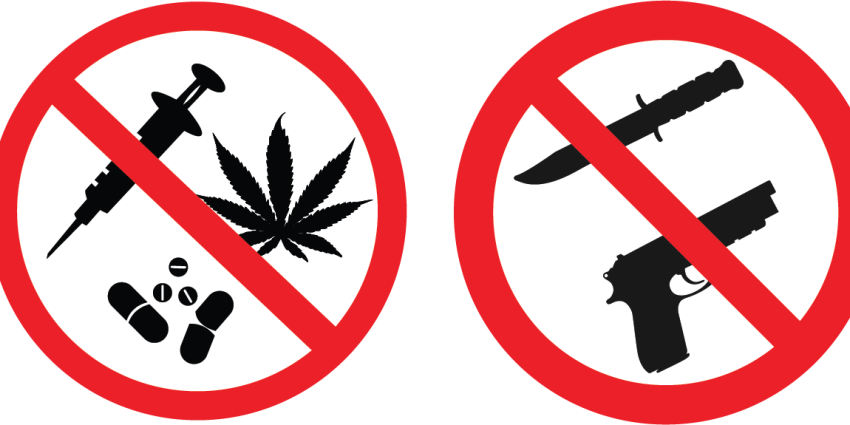 No cameras, no drugs, no weapons, no alcohol 