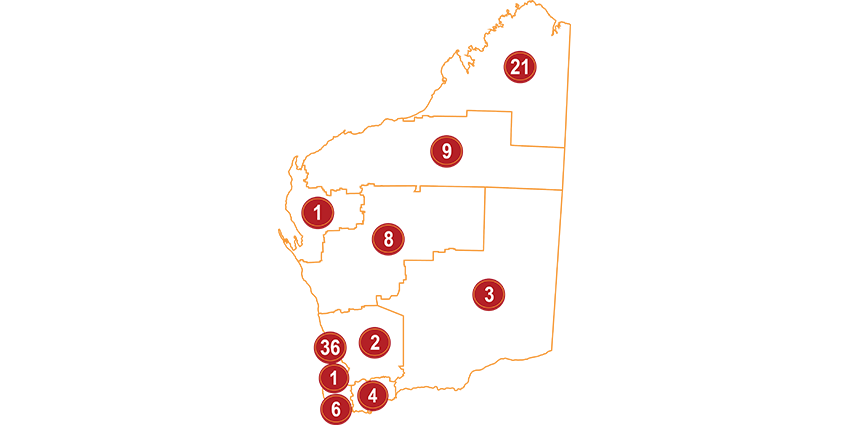 Distribution by location of the Aboriginal businesses 2019