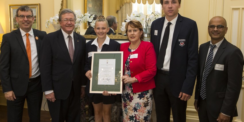 Warwick receiving Governor school STEM award