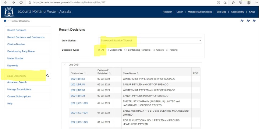 highlighted search instructions for eCourts Portal