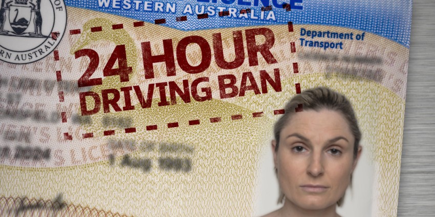 Woman's driver's licence stamped with 24 hour driving ban