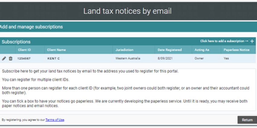 Edit and manage your land tax subscriptions