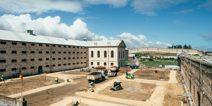 Photo of conservation works at Fremantle Prison