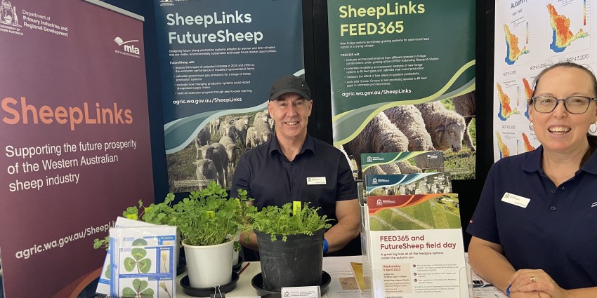 DPIRD staff Kevin Foster and Janet Conte at field day stall