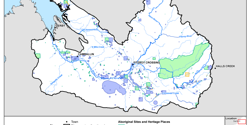 Map of Aboriginal heritage in the Fitzroy water allocation plan area