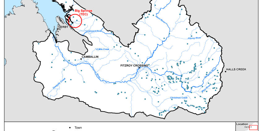 Map of springs in the Fitzroy water allocation plan area