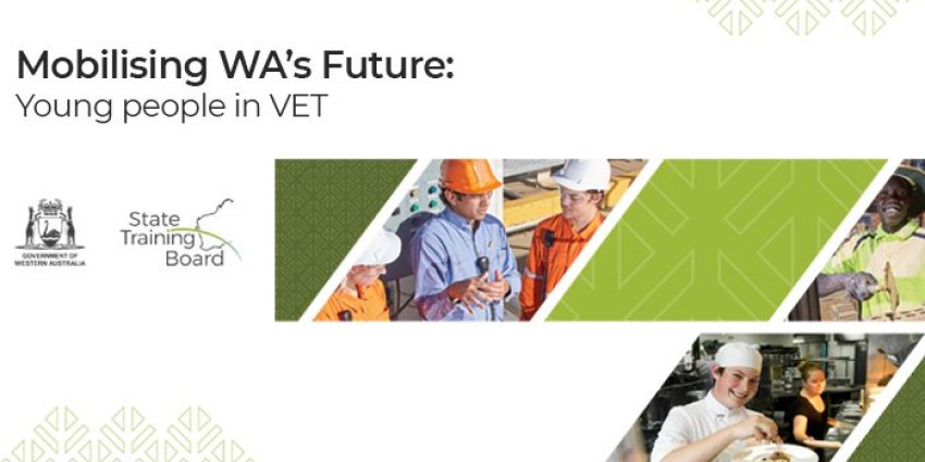 Mobilising WA's Future report cover with state log and construction workers featured on a green panel