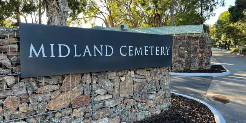 the gable wall entry at Midland Cemetery