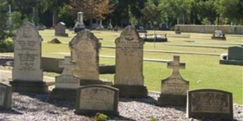 cemetery renewal section at Karrakatta Cemetery showing retained headstones and new area