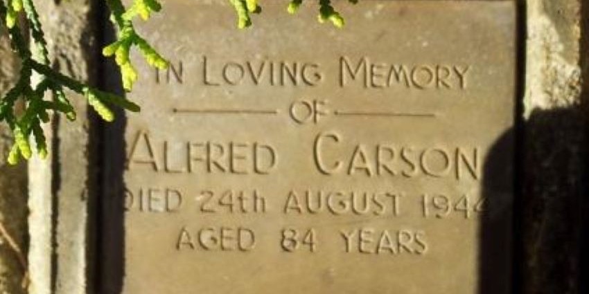 the memorial plaque of Alfred Carson