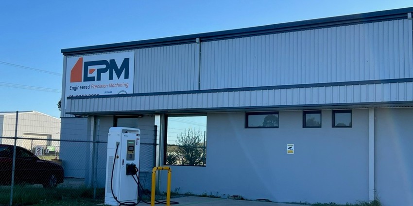 A outside shot of Engineering Precision Machining and their new EV charger